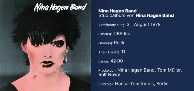 Das LP-Cover von Nina Hagen Band mit schriftlichen Informationen