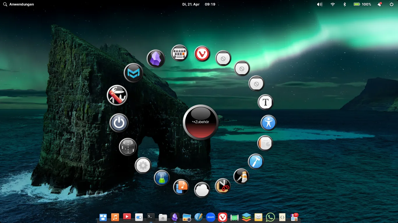 Screenshot meiner Instanz von Gnome-Pie in Action