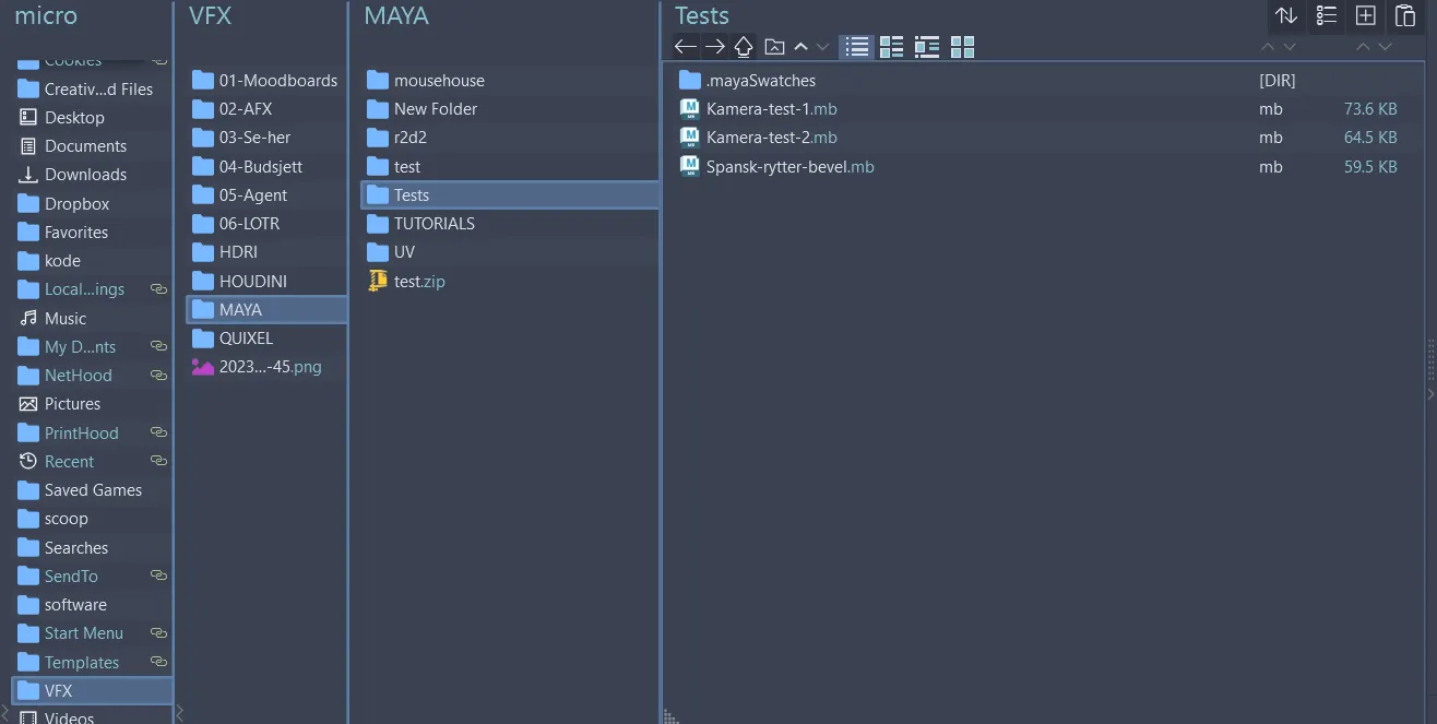 Screenshot der offiziellen User Group von OneCommander: Demonstration der Spaltenansicht